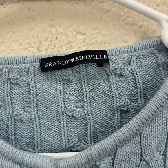 Brandy Melville Blue Cropped Cable Knit Sweater one size - Picture 5 of 8